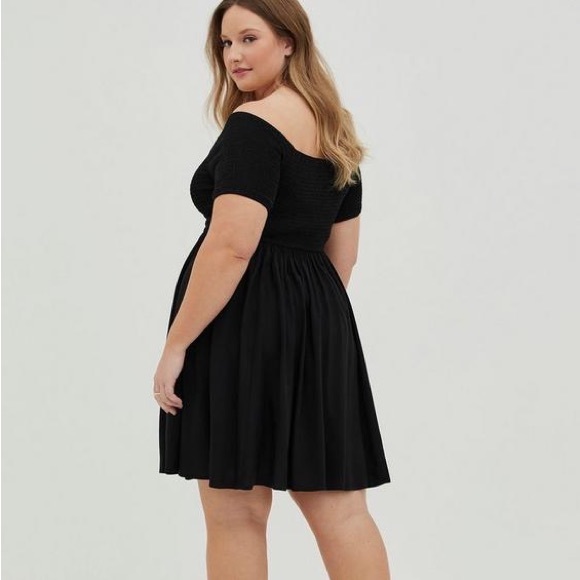 Mini Challis off-shoulder surpluses skater dress size 5 - Picture 3 of 12